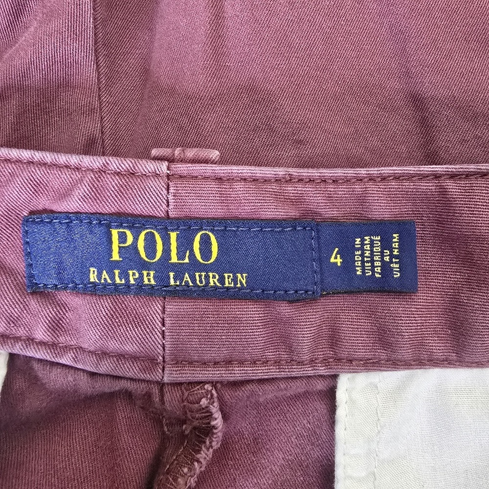 Polo Ralph Lauren Bermuda Shorts Womens 4 Maroon Pony Logo 100% Cotton Preppy - Picture 4 of 7